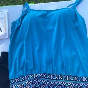 Swimsuits for all turquoise, black, and white tankini swimsuit
